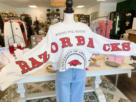 Univ Arkansas Cropped Long sleeve