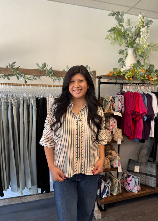 Forest Green Striped Top