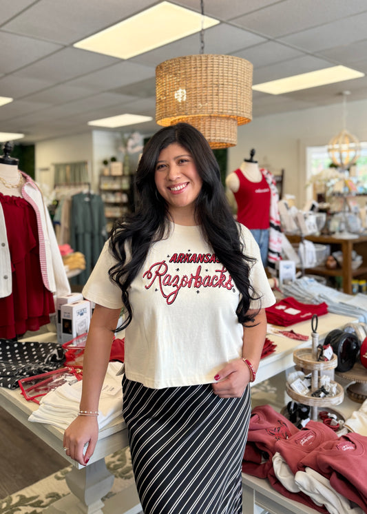 Oatmeal Arkansas Lasso Luxe Tee
