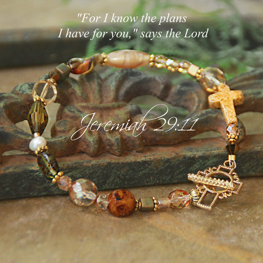 Jeremiah 29:11 Gemstone Cross Bracelet