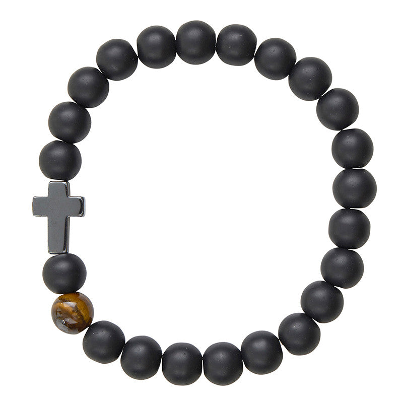 Hematite Cross Bracelet