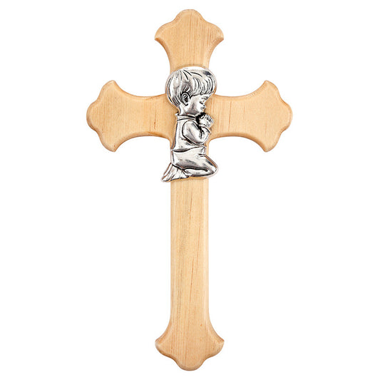 Boy Baptism Wood Wall Cross