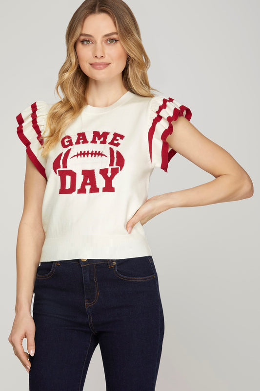 Gameday Ruffled Sweater Top