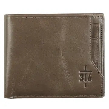 Leather Taupe Wallet- John 3:16