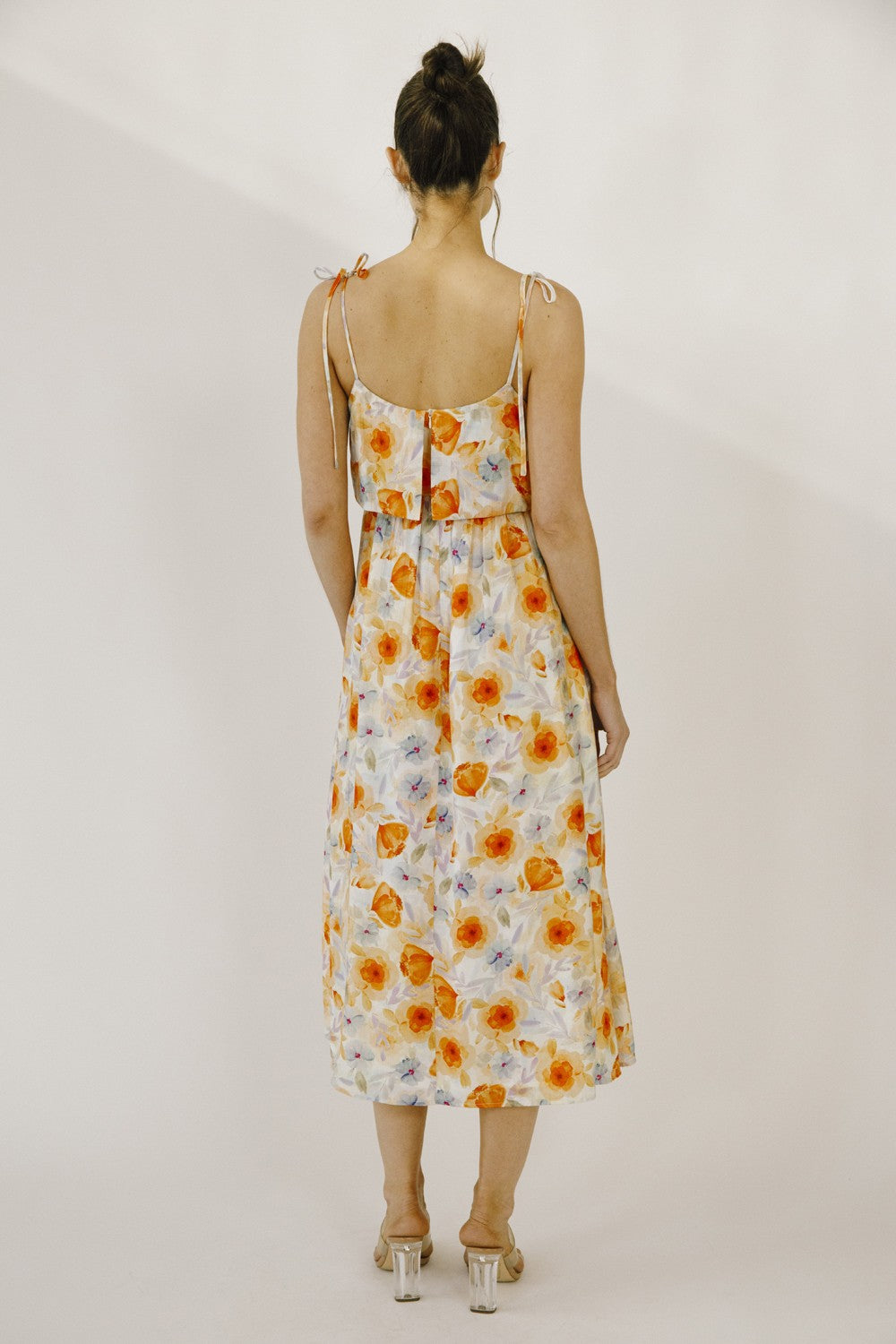 Orange Floral Midi Sundress