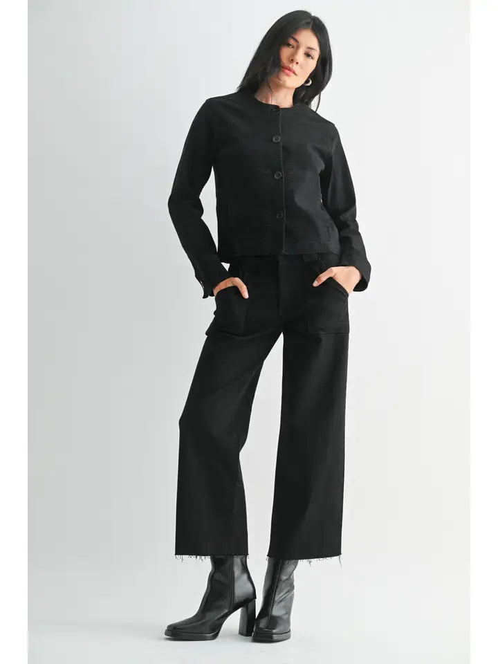 Black Petite Palazzo Jean