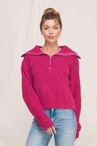 Magenta Half Zip Pullover