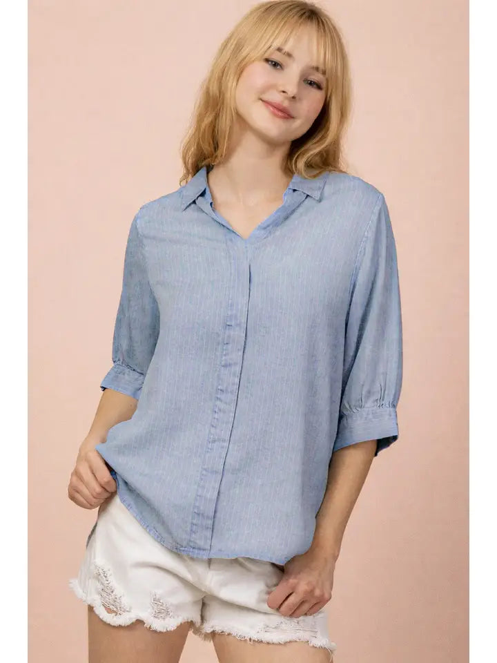 Chambray Stripe Top