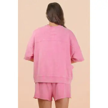 Mineral Washed Knit Top & Shorts Set