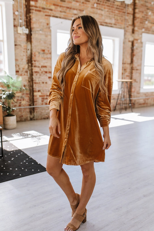 Pumpkin Velvet Dress