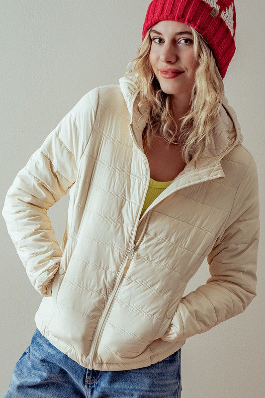 Cream Quilted Puff Jacket