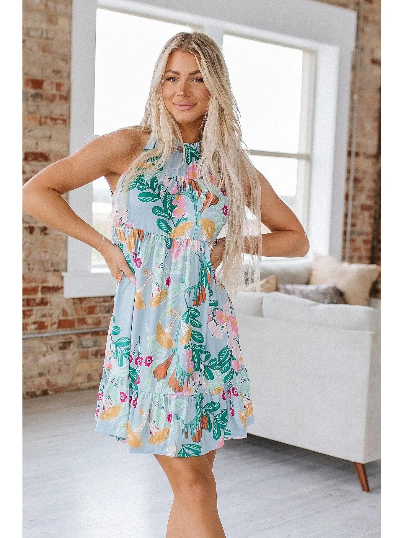 Aqua Forest Mini Dress