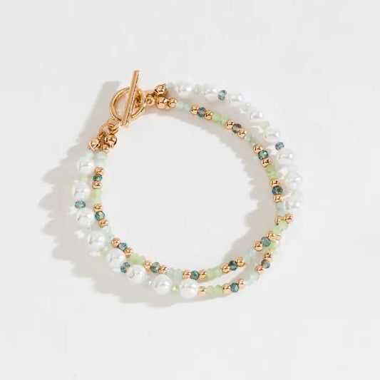 Seed & Pearl Layered Toggle Bracelet