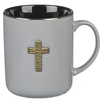 Gray w/Metal Cross Mug