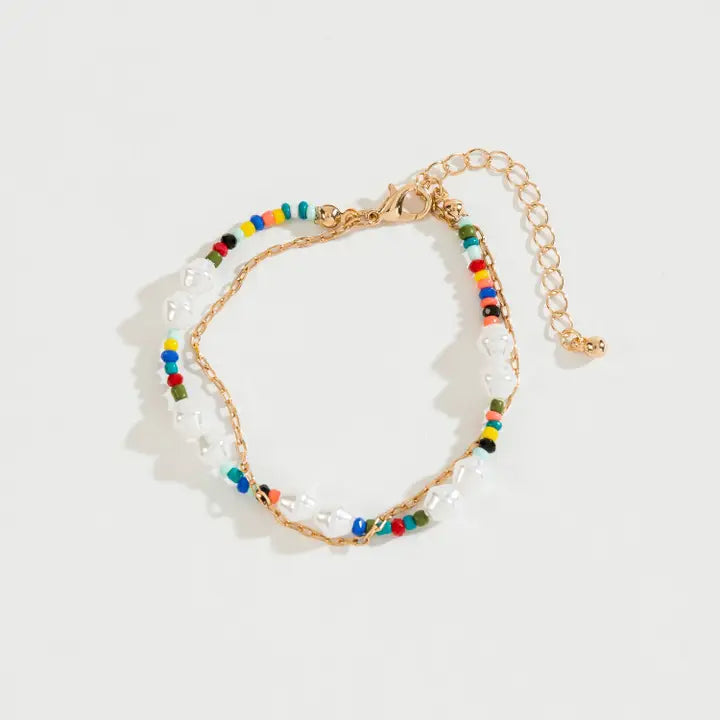 Bead & Pearl Chain Bracelet
