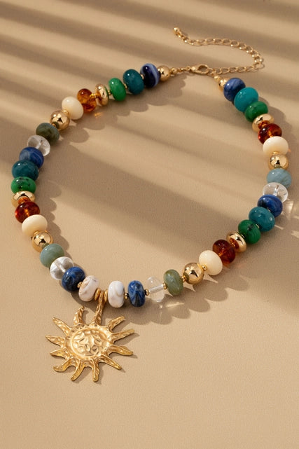 Chunky Beaded Charm Necklace