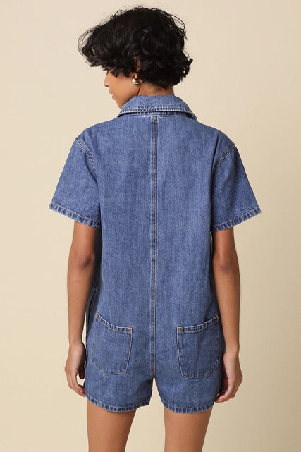 Denim Oversized Shirt Romper