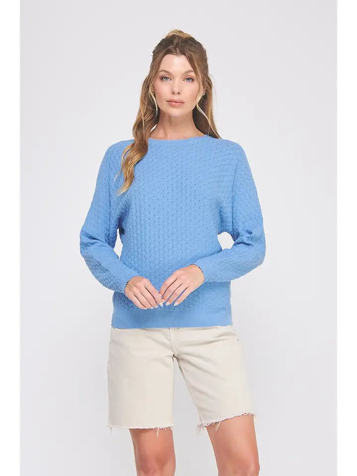 French Blue Pointelle Sweater