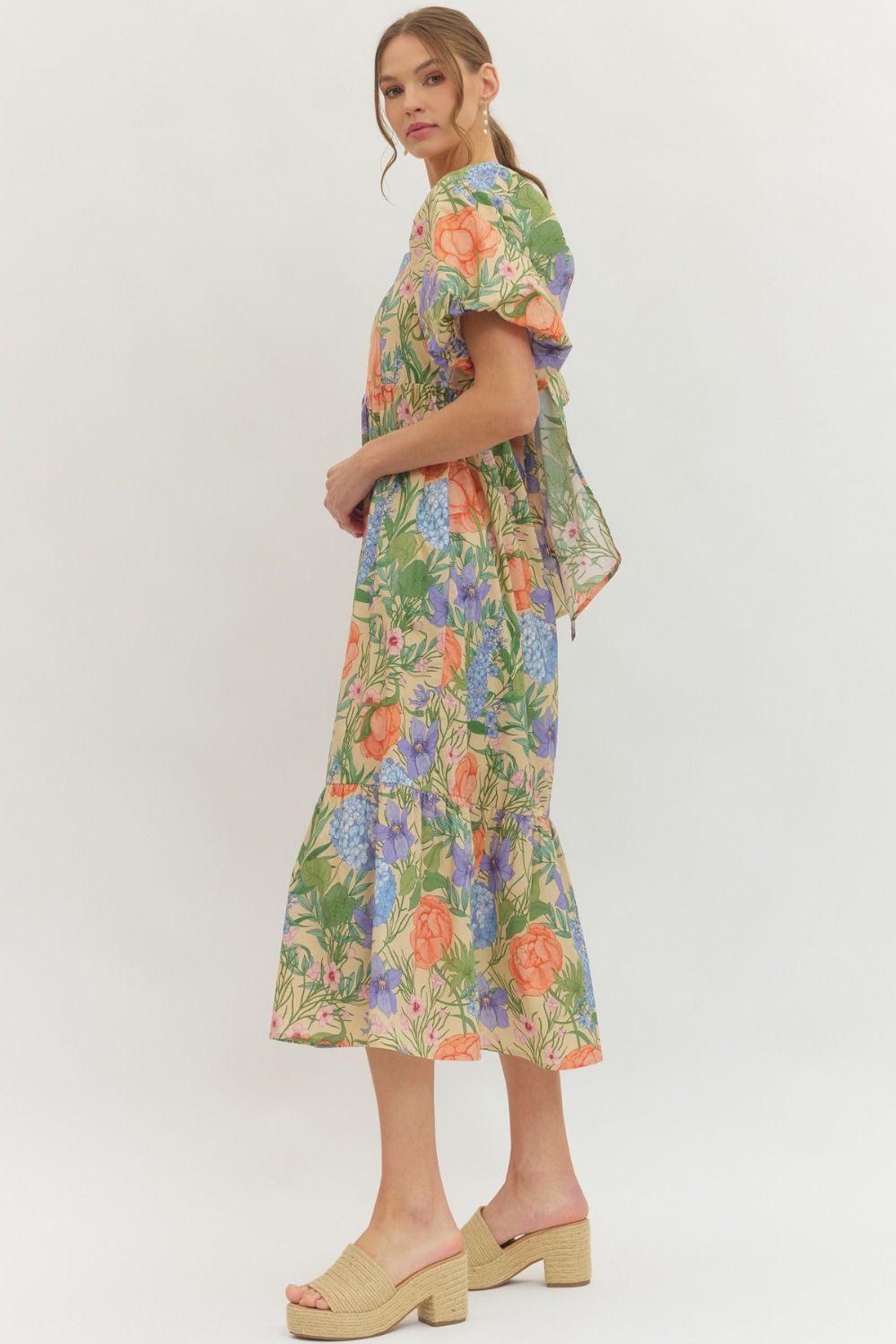 Tropical Floral Midi Dress