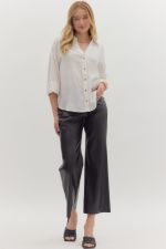White ¾ Sleeve Collar Top