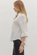 White ¾ Sleeve Collar Top