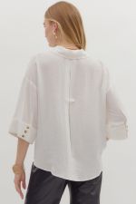 White ¾ Sleeve Collar Top