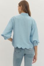 Lt Blue Scallop Hem Top