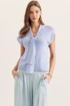 Lavender Blue Tie Neck Top