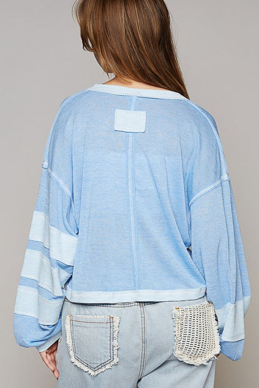 Oversize V-Neck Long Sleeve Top