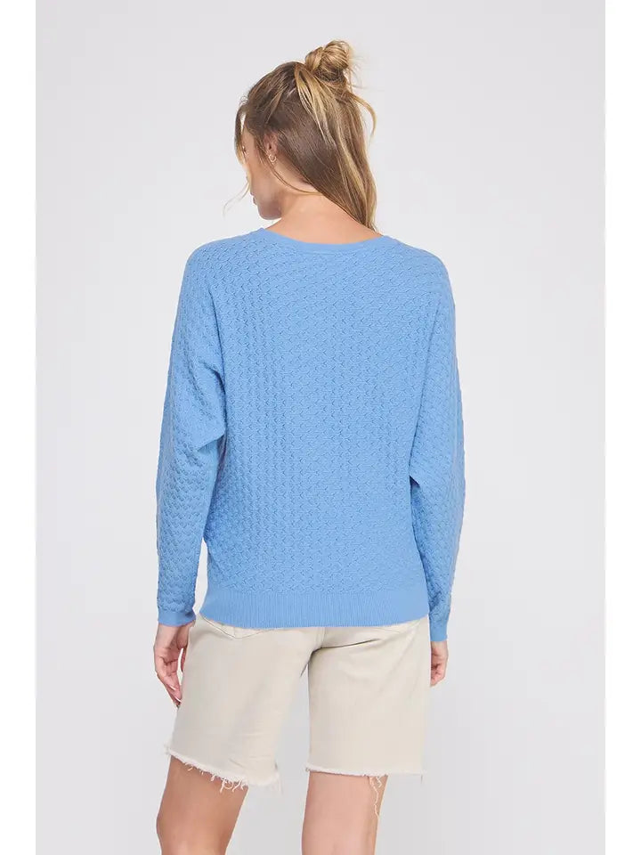 French Blue Pointelle Sweater