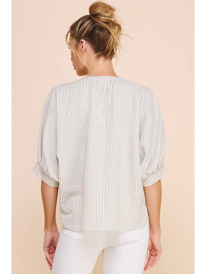 Sage Pinstripe Dolman Blouse