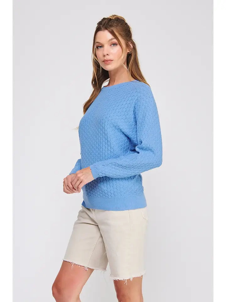 French Blue Pointelle Sweater