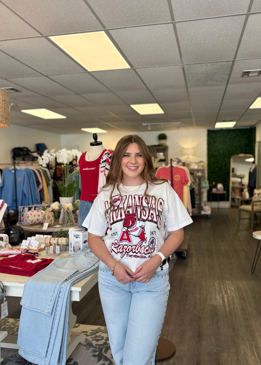 Arkansas Multimedia Semi-Cropped Oversized Tee