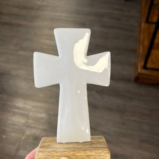 4" Enamel Cross Gray/Blue