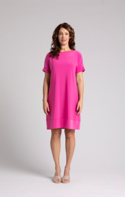 BOAT NECK DRESS, SHORT SLEEVE