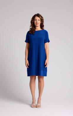 BOAT NECK DRESS, SHORT SLEEVE