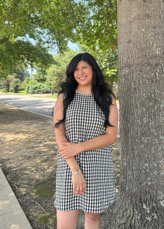 Black/Cream Gingham Dress