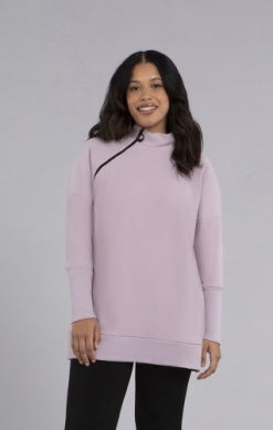 BAMBOO FLEECE ANGLE ZIP TUNIC, LONG SLEEVE