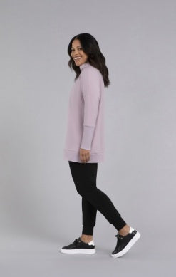 BAMBOO FLEECE ANGLE ZIP TUNIC, LONG SLEEVE