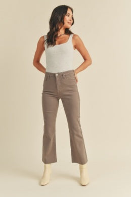 Taupe Crop Kick Flare Jeans