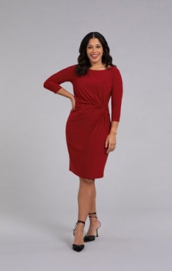 SIDE TWIST DRESS, 3/4 SLEEVE