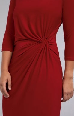 SIDE TWIST DRESS, 3/4 SLEEVE