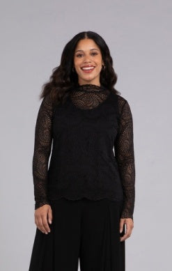 LACE TURTLE NECK BARELY T, LONG SLEEVE