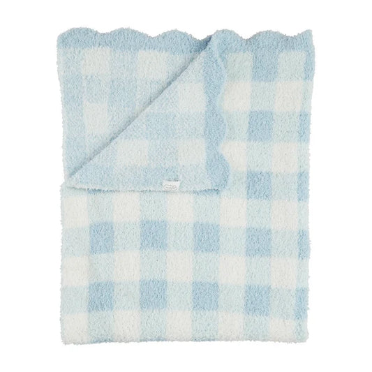 Gingham Scallop Chenille Blanket