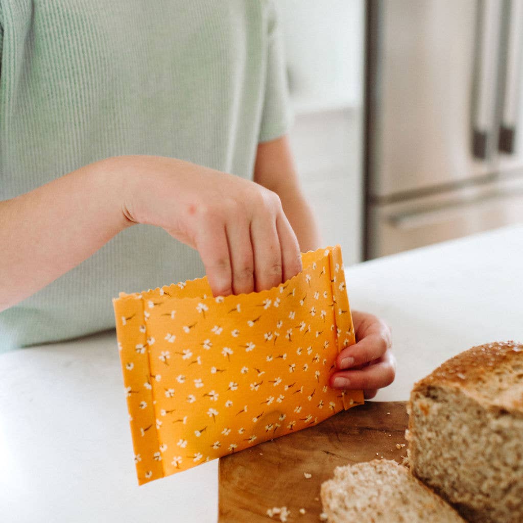 Golden Floral Beeswax Food Wrap Set of 3