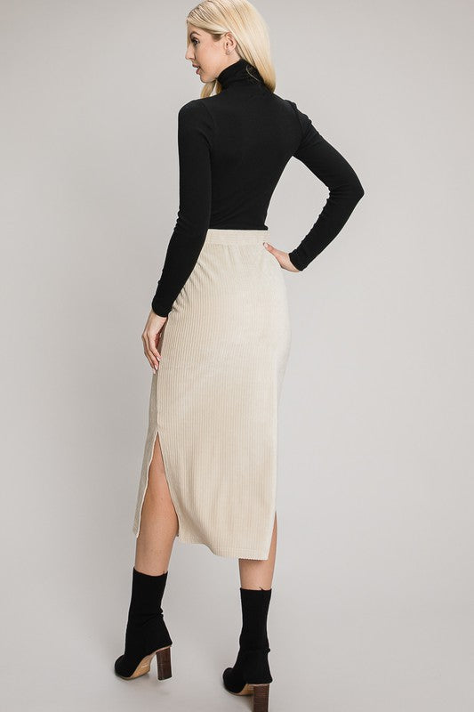 Cream Velvet Midi Skirt