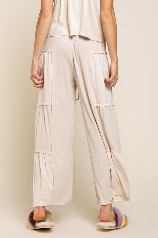 Sand Beige Loose Ribbed Pants