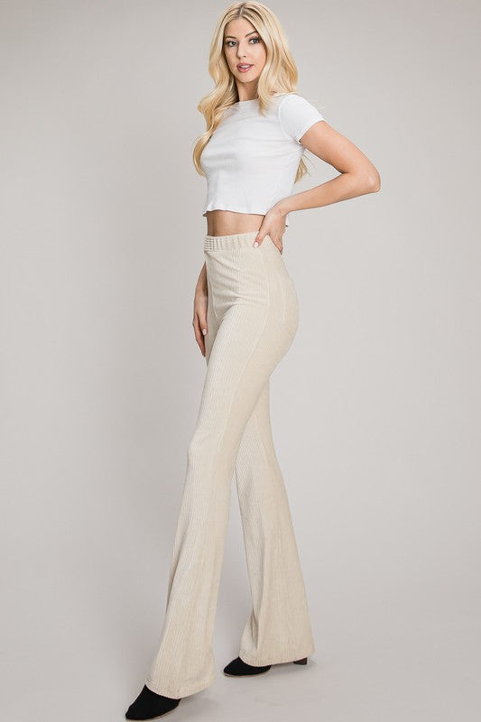 Champagne Velvet Flared Pants