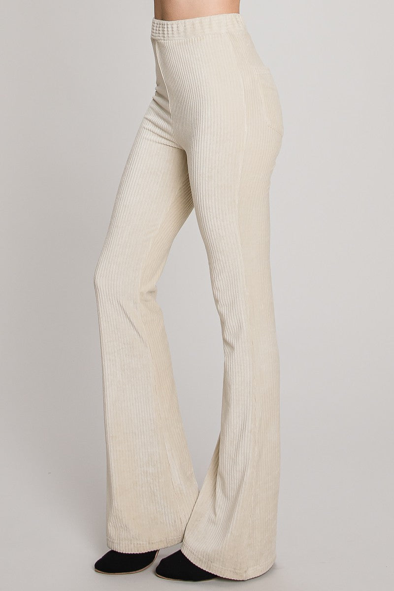 Champagne Velvet Flared Pants