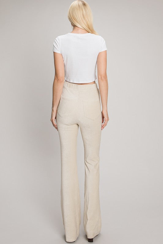 Champagne Velvet Flared Pants